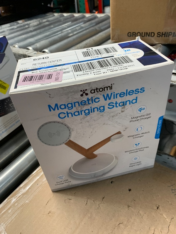 Photo 1 of ***STOCK PHOTO FOR REFERENCE ONLY***ATOMI 3 in 1 Wireless Charger Stand, Desktop Charging Station - 15W, Magnetically Attached Charging Pad, Automatic Induction Identification Charging with Qi-Certified,A