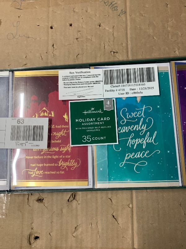Photo 1 of 	***STOCK PHOTO FOR REFERENCE ONLY***SEE PICTURE Hallmark Elegant Rustic Christmas Card Assortment(35 Cards and Envelopes) Sage Green, Charcoal Black, Snowmen, Peace