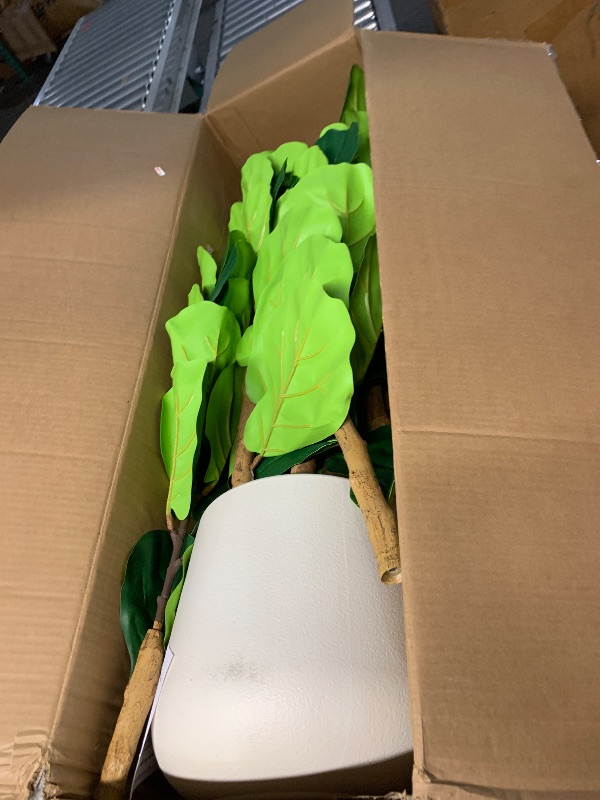 Photo 1 of ** FOR PARTS ONLY **
OAKRED Artificial Fiddle Leaf Fig Tree with White Planter, 6ft Tall Fake Tree with Natural Wood Trunk for Home Decor, Faux Ficus Tree Fake Moss for Indoor Office Living Room