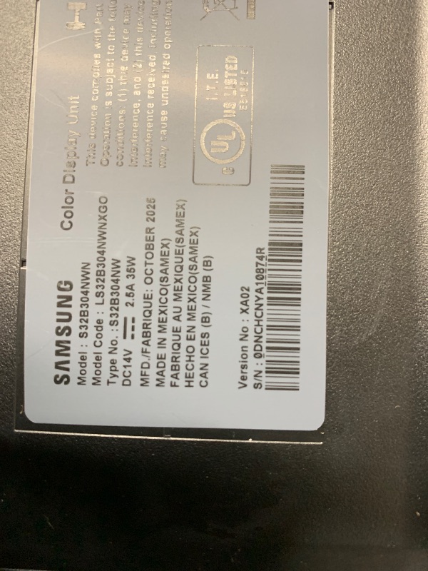 Photo 1 of ***MISSING POWER CABLE***UNTESTED** Samsung 32-Inch Flat Computer Monitor, 75Hz, Borderless Display, AMD FreeSync, Game Mode, Advanced Eye Care, HDMI and DisplayPort, LS32B304NWNXGO, 2024
