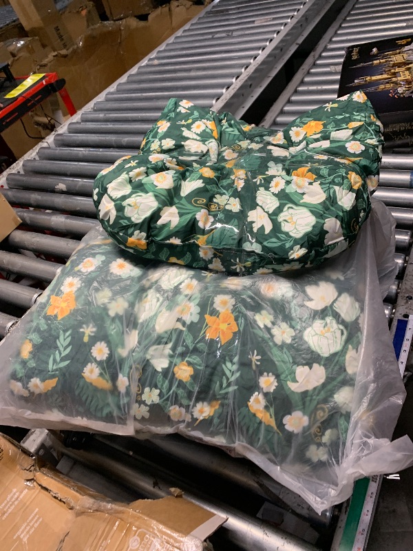 Photo 1 of ***FACTORY SEALED***DANGHOOGY Wicker Chair Cushions, Waterproof Outdoor Loveseat Cushions for Patio Furniture, Tufted Wicker Furniture Cushions, 1 Loveseat and 2 U-Shaped Cushions (Green Floral)