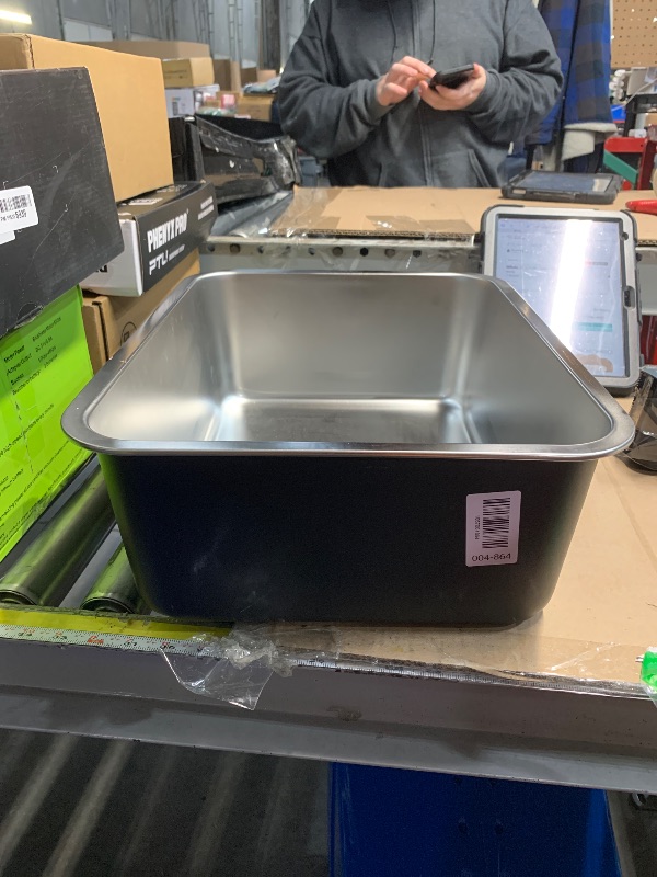 Photo 1 of ****** photos for reference***** Cat Litter Box Litter Pan Stainless Steel High Sided Anti Splashing Sand Box Sturdy Pet Supplies for Small Cats Kitten Toilet, Height 10cm