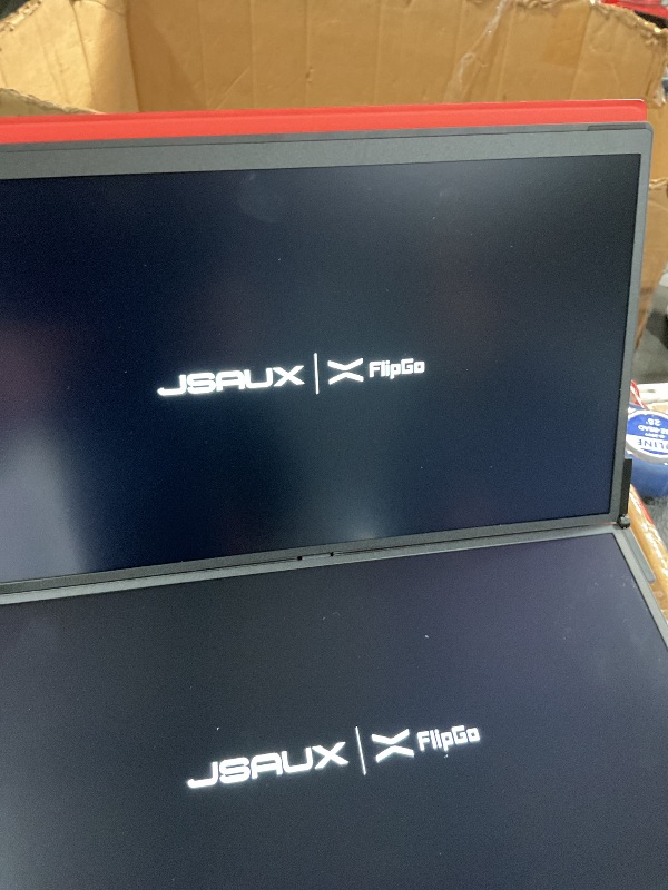 Photo 1 of **MISSING POWER CORD, TESTED AND TURNS ON**
JSAUX FlipGo Pro 15.6" Dual Portable Monitors, 1080P FHD IPS Dual Screen Monitor, Triple Screen Laptop Monitor Extender for Wins/macOS (Driver Required) with Magnetic Design/Plug & Play/Built-in Hub