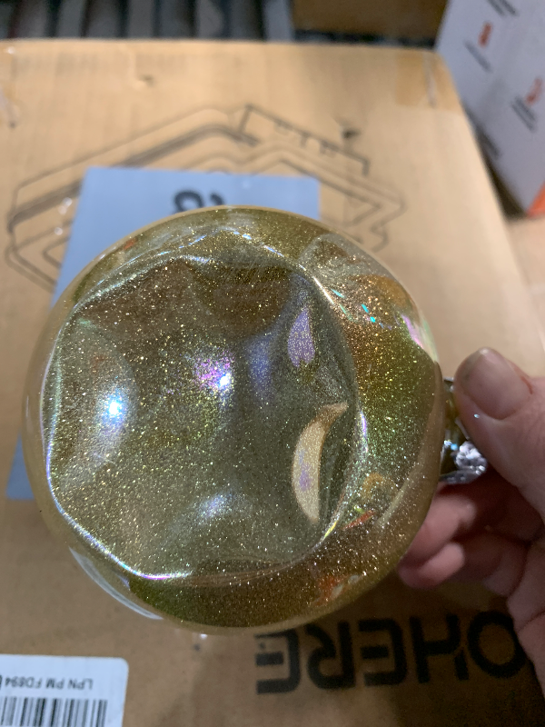 Photo 1 of ***(MINOR DAMAGE)***Wettarn 24 Pcs 4 Inch Glittering Christmas Balls Fantasy Plastic Shiny Christmas Iridescent Ornaments Balls for DIY Crafts Hanging with Lid and Rope for Xmas Tree Party Decor(Gold)