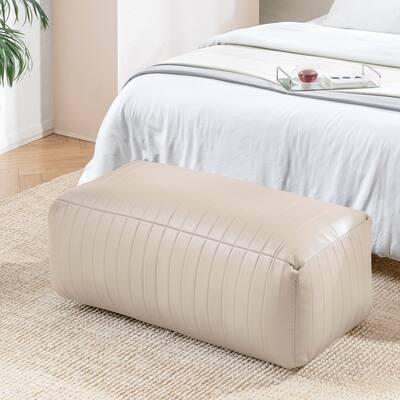 Photo 1 of ***(HEAVILY USED/ MINOR DAMAGE)***Anji Mountain 100% Handmade & Handcrafted Comfortable Home Décor Pouf Ottoman Footrest for Living Room, Bedroom, Nursery, Kidsroom, Patio Furniture - (22" x 12" x 10" - Tan)