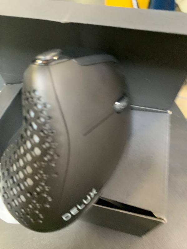 Photo 1 of DELUX Seeker Ergonomic Mouse Wireless, Vertical Mouse with OLED Screen, 6 Buttons&Thumb Wheel Function, Silent Click, Up to 7200DPI, Programmable, Rechargeable, BT/2.4G/Wired, RGB Light(M618XSD-Black)