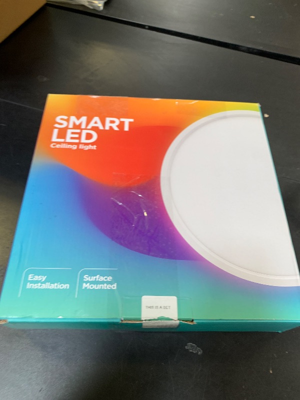 Photo 1 of Roomratv Black Ceiling Light Fixture 2 Pack with Remote Control, 3000K Warm Nightlight, 12inch 24W Flush Mount Light, 3 Color Changeable, Brightness(10% to 100%) Adjustable