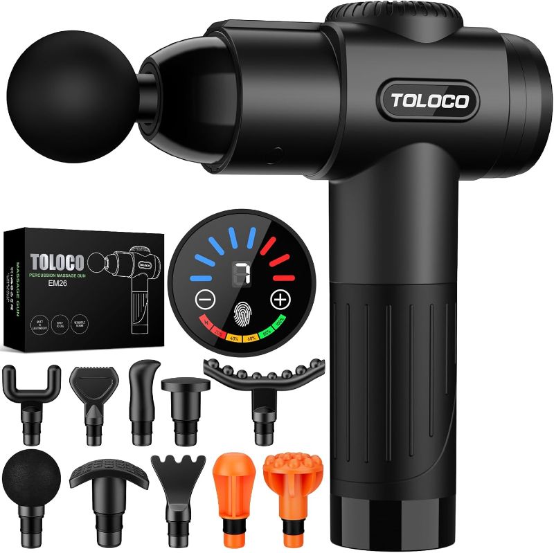 Photo 1 of 
Click to see full view
TOLOCO Massage Gun, Deep Tissue Back Massage for Athletes for Pain Relief, Percussion Massager with 10 Massages Heads & Silent Brushless Motor, Valentines Day Gifts for Him Her, Black