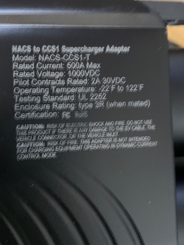 Photo 1 of NACS to CCS Adapter With Interlock–UL2252 Certified–500A/1000V NACS DC Adapter–For Tesla Supercharger–Fit Nissan,VW,Toyota,Audi,Porsche,Rivian,GM,Lucid,Mercedes,Volvo,Hyundai,Kia,Honda,Acura,JLR