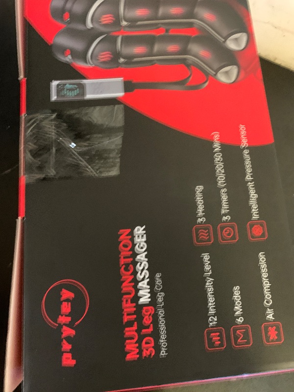 Photo 1 of pryfey Leg Massager with Heat and Compression, Foot Massager for Circulation and Pain Relief, 3 Timers, 12 Intensity, 6 Modes,3 Heating with Knee Massager,Valentines Day Gifts for Man Woman,Black