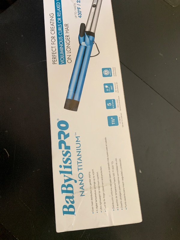 Photo 1 of BaBylissPRO Nano Titanium Professional 1.5" Curling Iron with Extended Barrel Perfect for Longer Hair