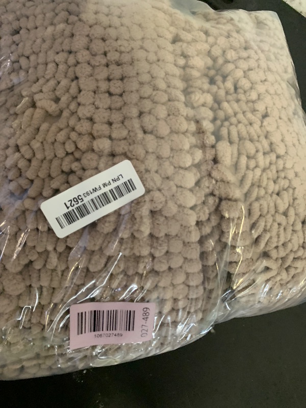 Photo 1 of Non Slip Thick Shaggy Chenille Bathroom Rug Mat Set Extra Soft and Absorbent Striped Floor Rugs, 2 Piece, Machine-Washable