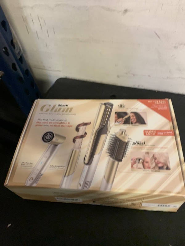 Photo 1 of Shark Glam Ceramic & Powerful Air Styling & Drying System, with Silki Straightener & Shark Glossi Air Glosser, for Drying, Curling, Straightening & Glossing, Gold, HD6051S (Straight & Wavy Hair)