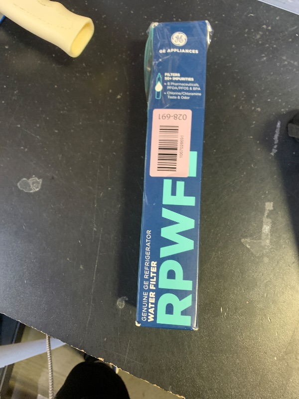 Photo 1 of GE RPWFE Refrigerator Water Filter, Genuine Replacement Filter, Certified to Reduce Lead, Sulfur, and 50+ Other Impurities, Replace Every 6 Months for Best Results, Pack of 1