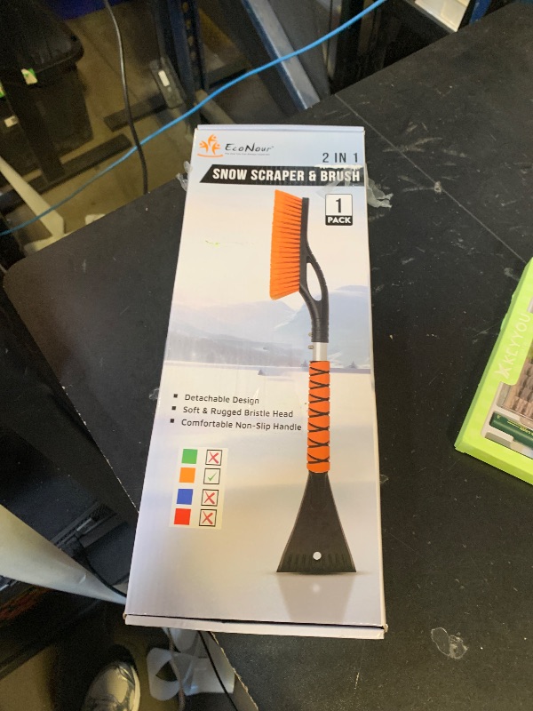 Photo 1 of EcoNour 27" Aluminum Ice Scrapers for Car Windshield | Car Snow Scraper Window and Snow Brush with Ergonomic Foam Grip Winter Accessories (Orange)