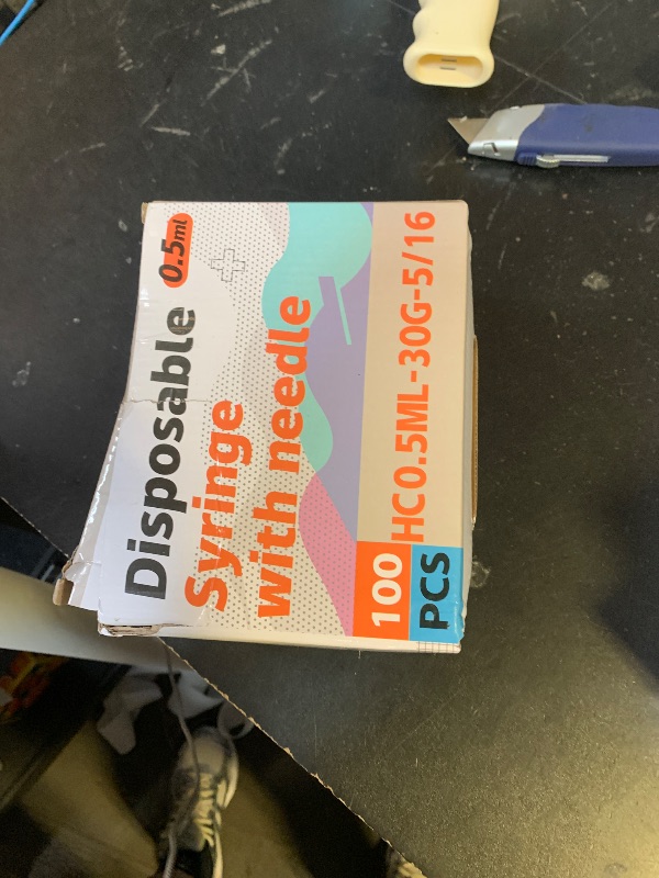 Photo 1 of 0.5 ml/cc 30G 5/16 Inch Syringes, U-100 Scientific Lab Syringe, Individual Wrapped, 100 Pack