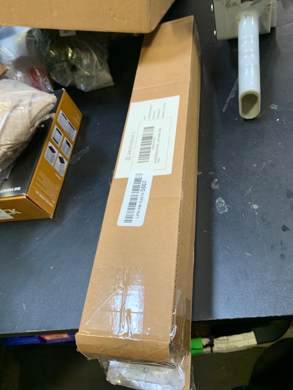 Photo 1 of ENJOYBASICS No Drill Curtain Rods for Window 28 to 60 Inches, 5/8 Inch Diameter Renter Friendly Drapery Rod with Adhesive Brackets without Drilling, Adjustable from 27 to 65 Inches, White