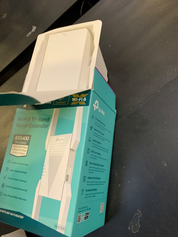 Photo 1 of TP-Link RE815X AX5400 WiFi 6 Range Extender w/Ethernet Port | 5.4 Gbps Tri-Band Wireless Repeater Amplifier | Up to 2800 Sq. Ft., 96 Devices | Internet Signal Booster | 160 MHz | APP Setup | OneMesh