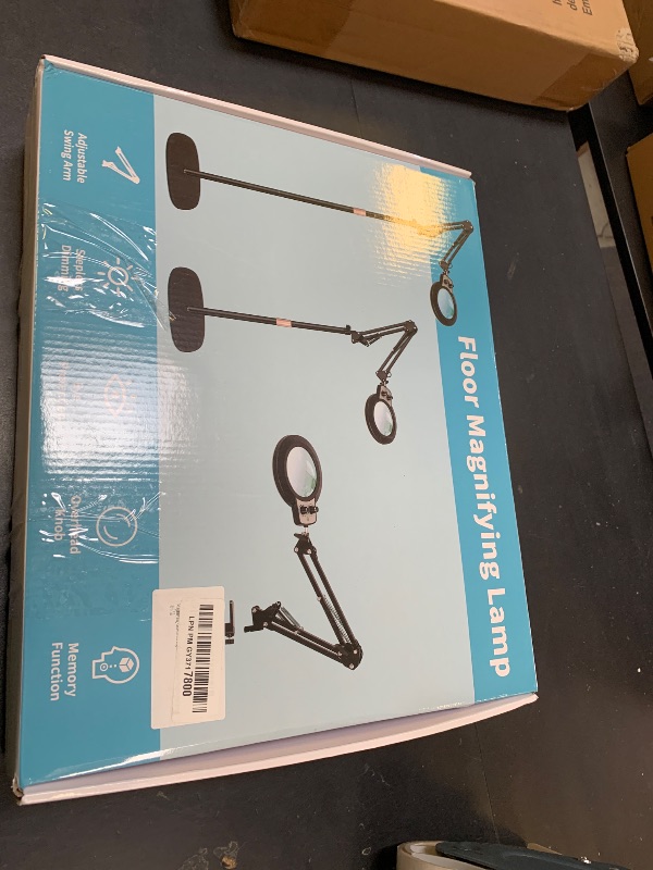 Photo 1 of 30X 12X Large Floor Magnifying Glass with Light and Stand, Floor Magnifying Lamp Adjustable Height,Infinite Color Dimmable, 4-in-1 Lighted Magnifier lamp for Close Work,Reading,Painting, Hobby?Black?