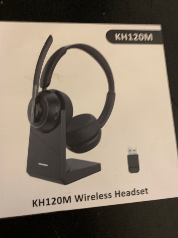 Photo 1 of (2025 Upgraded) Wireless Headset with Mic for Work, Bluetooth Headset with Noise Canceling Microphone with Dongle, Charging Base & Mic Mute, Wireless Headphones for Work from Home/PC/Computer
