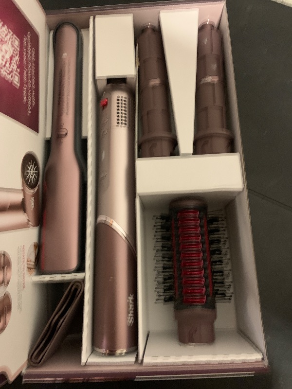 Photo 1 of Shark FlexFusion Hair Straightener & Powerful Hair Dryer with Fusion Hair Brush, Ceramic Air Styler with Auto-Wrap Curlers & Concentrator, Ceramic Plates, Cosmic Blush HD641S