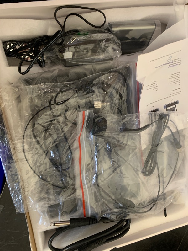Photo 1 of HOTEC UHF Wireless Microphone System with Dual Lapel/Lavalier and Headset Microphones Over PA, Mixer, Speaker, Karaoke Machine for Church, Training, Classroom, Interview (H-K25)