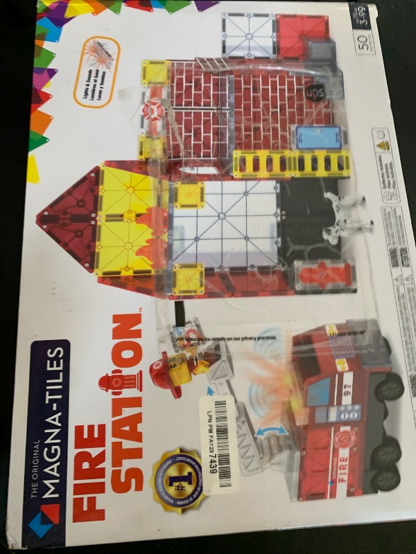 Photo 1 of Magna-Tiles Fire Station 50-Piece Magnetic Construction Set, The Original Magnetic Building Brand