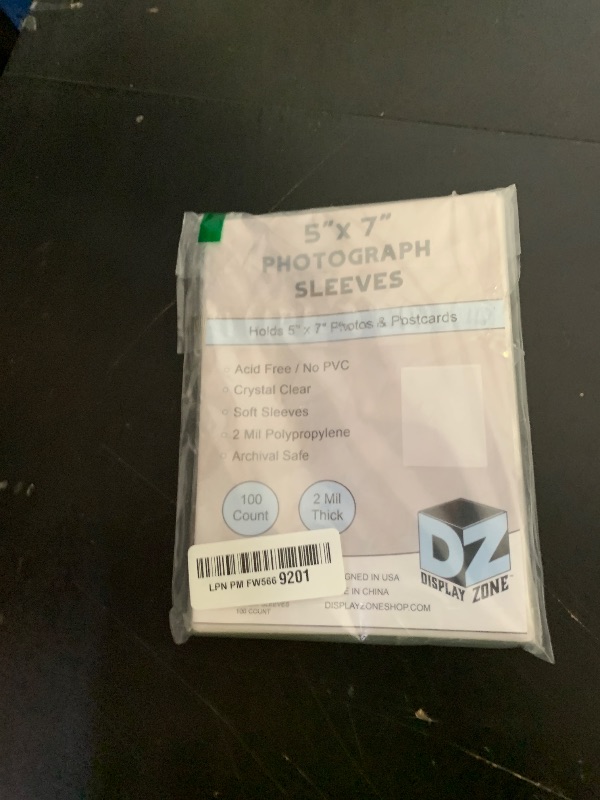 Photo 1 of (100 Count) Display Zone 5x7 Photograph Sleeves - Crystal Clear Penny Sleeves for Pictures, Prints and Postcards - Soft Plastic Photo Protectors - Oversized Trading Card Holders