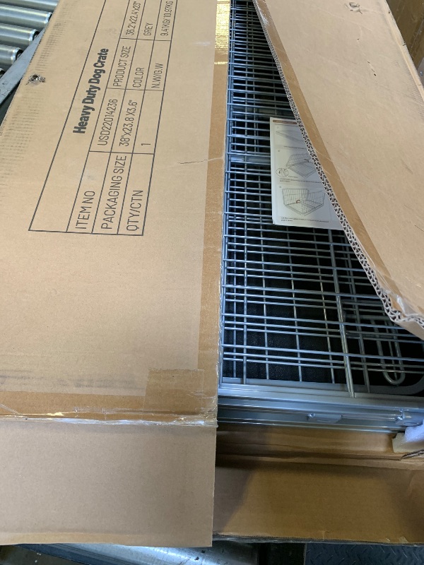 Photo 1 of ZOMISIA Collapsible Dog Crate for Medium Dogs - Foldable 36 inch Escape Proof Metal Dog Kennel with Double Door, Dog Cage with Removable Tray for Indoor Outdoor, Silver Gray