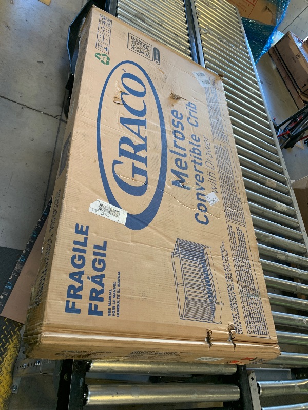 Photo 1 of Graco Melrose 5-in-1 Convertible Crib with Drawer – GREENGUARD Gold Certified, Fits Standard Crib Mattress, Converts to Toddler Bed, Daybed and Full Bed, 4 Adjustable Mattress Heights (White) (factory sealed) 