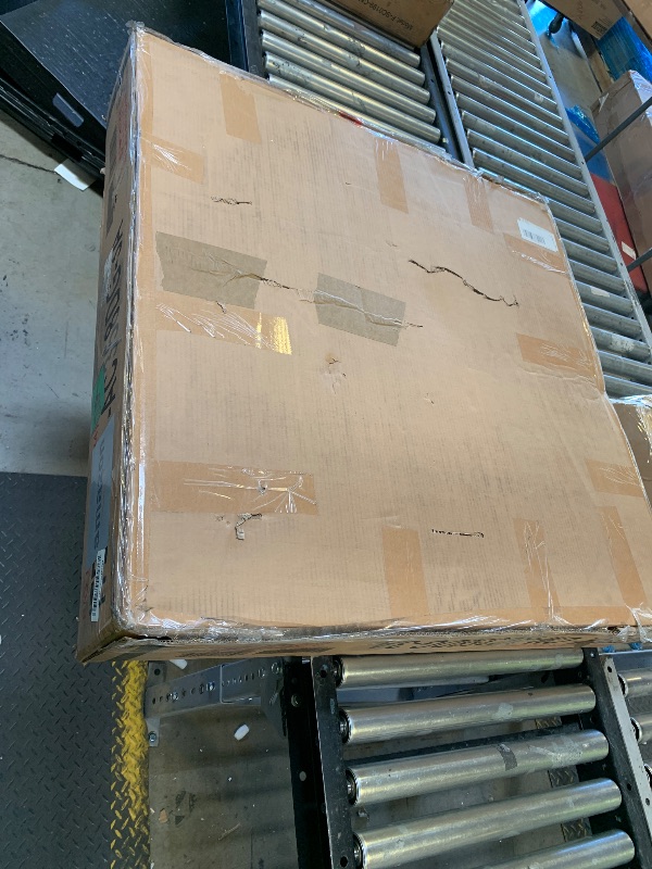 Photo 1 of 24/7 Shop at Home Lundberg Button Tufted Ottoman with 1 Open Shelf, Fabric Cocktail Bench, Round Coffee Table for Living Room, Bedroom, Entryway, Brown and Dark Gray