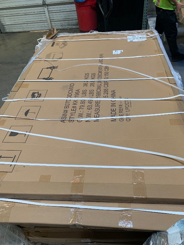 Photo 1 of Amazon Basics Glass Dry-Erase Board, Magnetic Frameless Whiteboard, 72W" x 48H", Magnetic White (factory sealed)