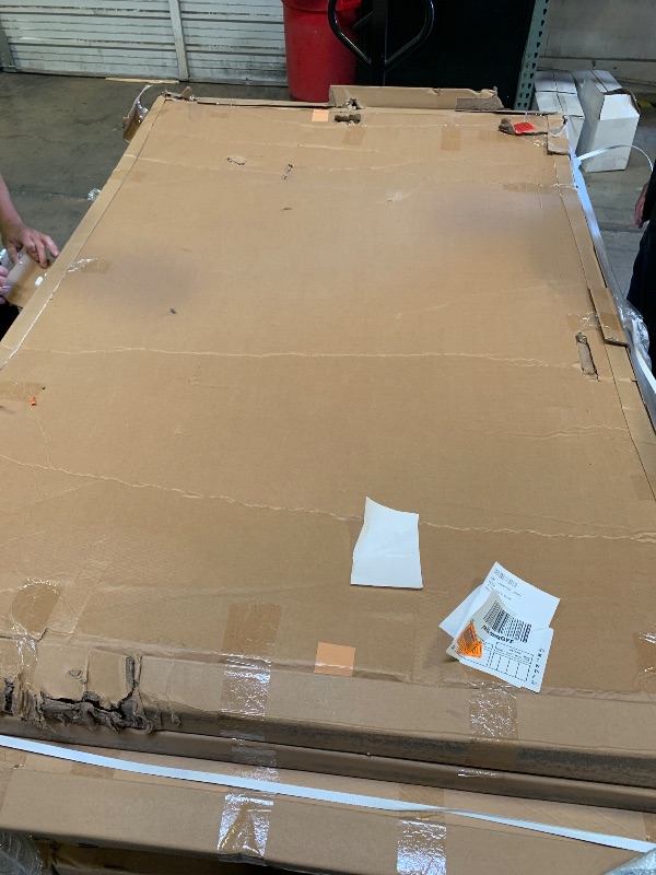 Photo 1 of Amazon Basics Glass Dry-Erase Board, Magnetic Frameless Whiteboard, 72W" x 48H", Magnetic White (factory sealed)