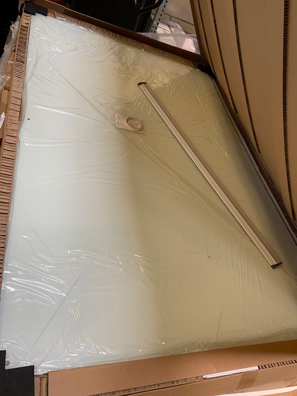 Photo 1 of Amazon Basics Glass Dry-Erase Board, Magnetic Frameless Whiteboard, 72W" x 48H", Magnetic White (factory sealed) 