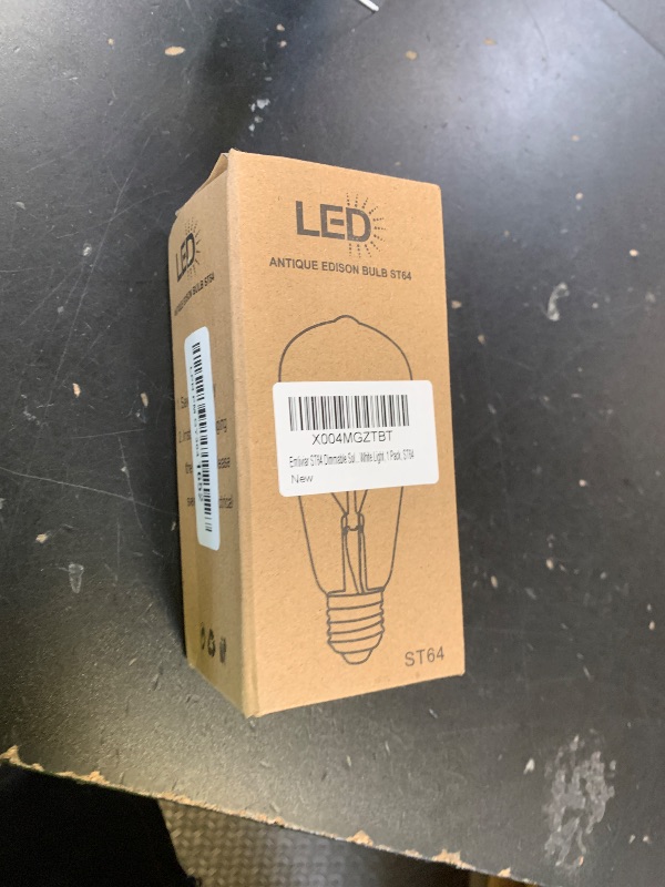 Photo 1 of Emliviar ST64 Dimmable Solar LED Light Bulbs with E26 Base, 4W 60LM 2700K Warm White Light, 1 Pack, ST64