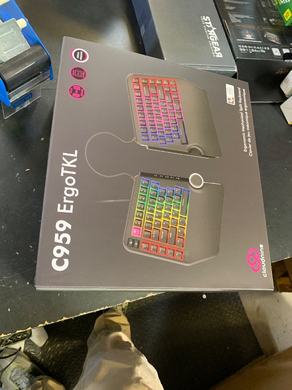 Photo 1 of Cloud Nine ErgoTKL Ergonomic Tenkeyless Mechanical Keyboard for PC – Kailh Brown – TKL RGB Backlit Ergo Split Key Board