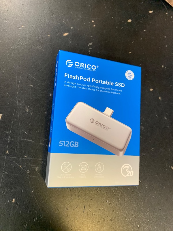 Photo 1 of ORICO 512GB Portable SSD Up to 2000MB/s, Direct Plug Design, High-Speed External SSD with USB 3.2 Gen2x2 20Gbps Interface, Reliable Storage for iPhone 17 Series, Tablets, Laptops - S20