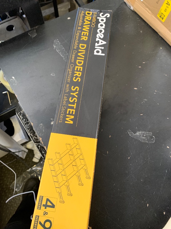 Photo 1 of SpaceAid Bamboo Drawer Dividers with Inserts and Labels, Kitchen Adjustable Drawer Organizers, Expandable Organization for Home, Office, Dressers, 4 Dividers with 9 Inserts (17"-22" Natural)