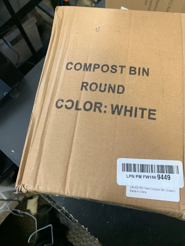 Photo 1 of LALASTAR Countertop Compost Bin with Lid, Made of Sustainable Bamboo Fiber, Odorless Kitchen Compost Bucket, 1 Gallon, Cream