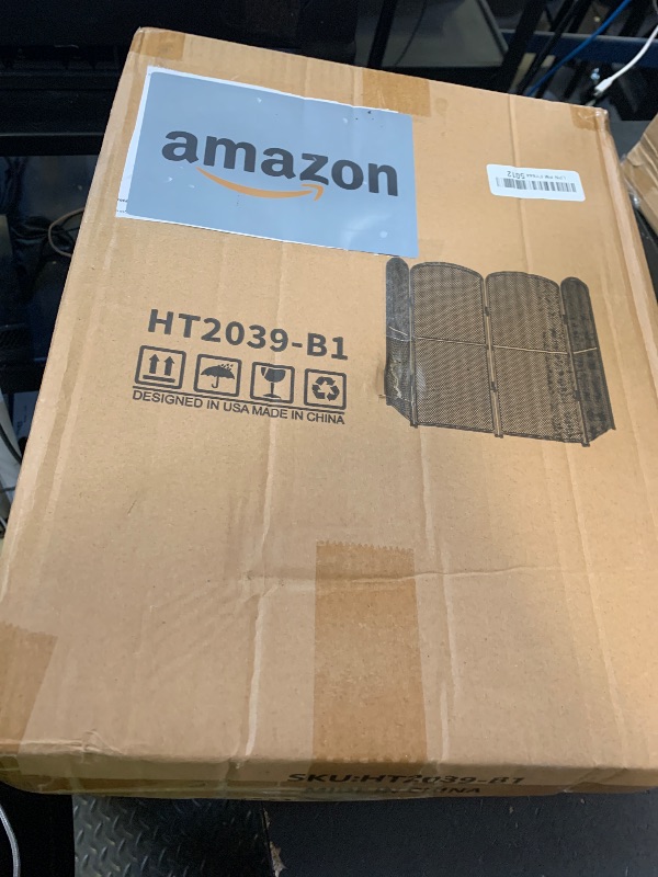 Photo 1 of Fireplace Screen Stand Black 4 Panel Fireplace Cover Metal Fire Spark Guard Cover Foldable Decorative Fireplace Screen for Home Indoor Fireplace, Black (47.8" W x 31" H)