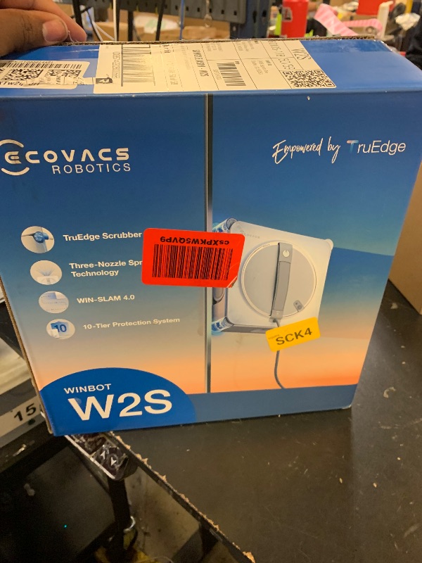 Photo 1 of ECOVACS WINBOT W2S Window Cleaning Robot, Intelligent Edge-to-Edge Cleaning with TruEdge Scrubbers, 3 Water Nozzles, 10-Level Safety System, Win-SLAM 4.0 Route Planning, Even Climbing System