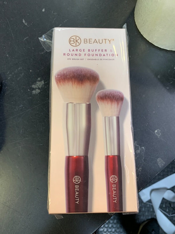 Photo 1 of BK BEAUTY - LARGE BUFFER & ROUND FOUNDATION (2PC) - Professional Makeup Brush Set for Liquid or Cream Foundations, Powder & Blush | Premium Face Brushes for Flawless Application