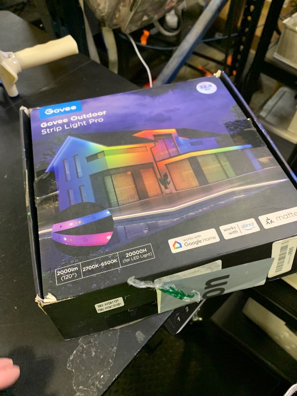 Photo 1 of Govee Outdoor LED Strip Lights RGBIC with Warm and Cold White, 32.8ft 2.4G WiFi Smart Outdoor Lights, IP65 Waterproof, Work with Alexa and Google Assistant, App Control, for Porch, Patio, Eave, Party