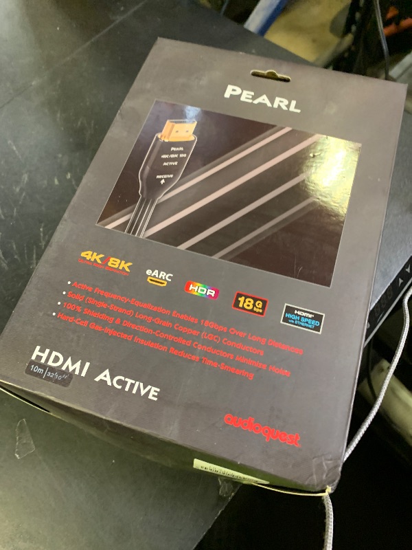 Photo 1 of AudioQuest 10m Pearl 18 2.0b HDMI Cable - 4K/8K Ultra HD, In-Wall Rated, High-Speed, 18Gbps, HDR, eARC