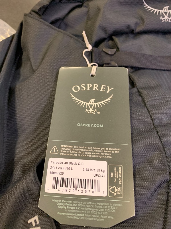 Photo 1 of Osprey Farpoint 40L Men's Travel Backpack, Black