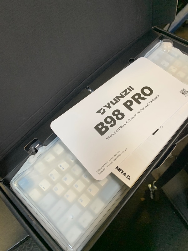 Photo 1 of YUNZII B98 PRO QMK/VIA Wireless Mechanical Gaming Keyboard, 96% Layout with Numpad and Cute Cat Knob, BT/2.4G/USB-C, Pre-Lubed Switch Hot Swap Gasket, RGB for Win/Mac (Blue, Milk V2 Linear Switch)