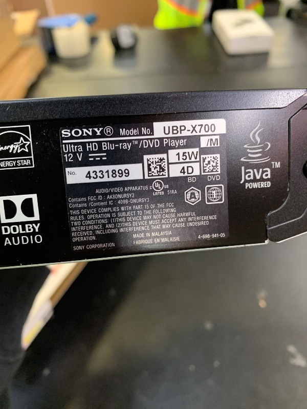Photo 1 of Sony X700-2K/4K UHD - 2D/3D - Wi-Fi - SA-CD - Multi System Region Free Blu Ray Disc DVD Player - PAL/NTSC - USB - 100-240V 50/60Hz Cames with 6 Feet Multi-System