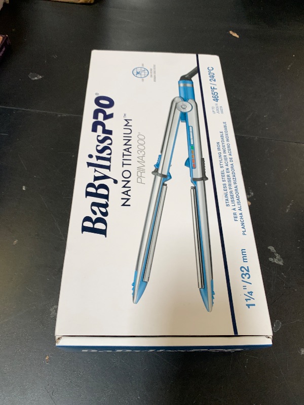 Photo 1 of BabylissPRO Nano Titanium Prima Ionic Hair Straightener, Curl and Straighten Hair With One Professional Tool, Blue