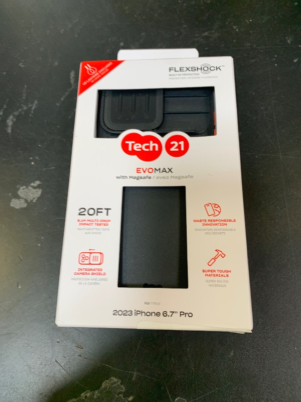 Photo 1 of Tech21 Evo Max case for iPhone 15 Pro Max - Compatible with MagSafe - Impact Protection Case - Lanyards Included - Black
