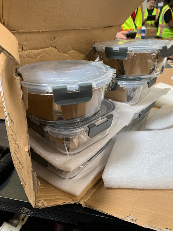 Photo 1 of KOMUEE 30 Pieces Glass Food Storage Containers Set, Glass Meal Prep Containers Set with Snap Locking Lids, Airtight lunch Containers for Microwave, Oven, Freezer & Dishwasher,Gray